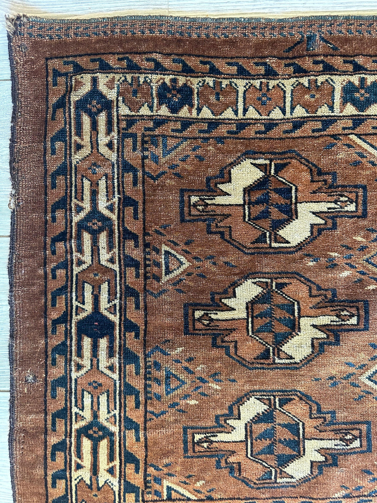 Antique Tekke Chuval 2'6" x 3'9", Hand-Knotted Wool, Cream & Red, view 6
