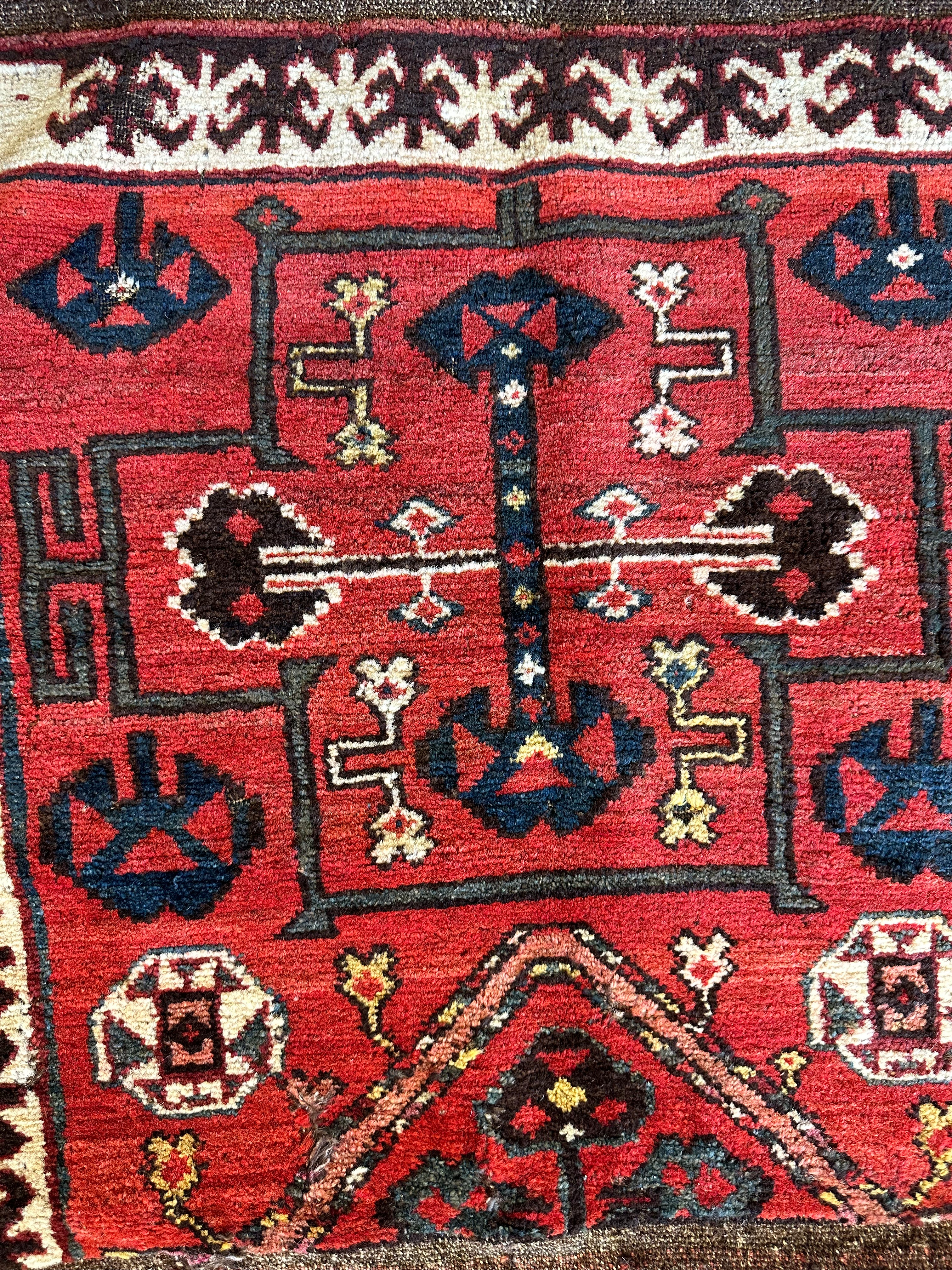 Vintage Persian Bagface 18" x 18", Hand-Knotted Wool, 1950s, view 2