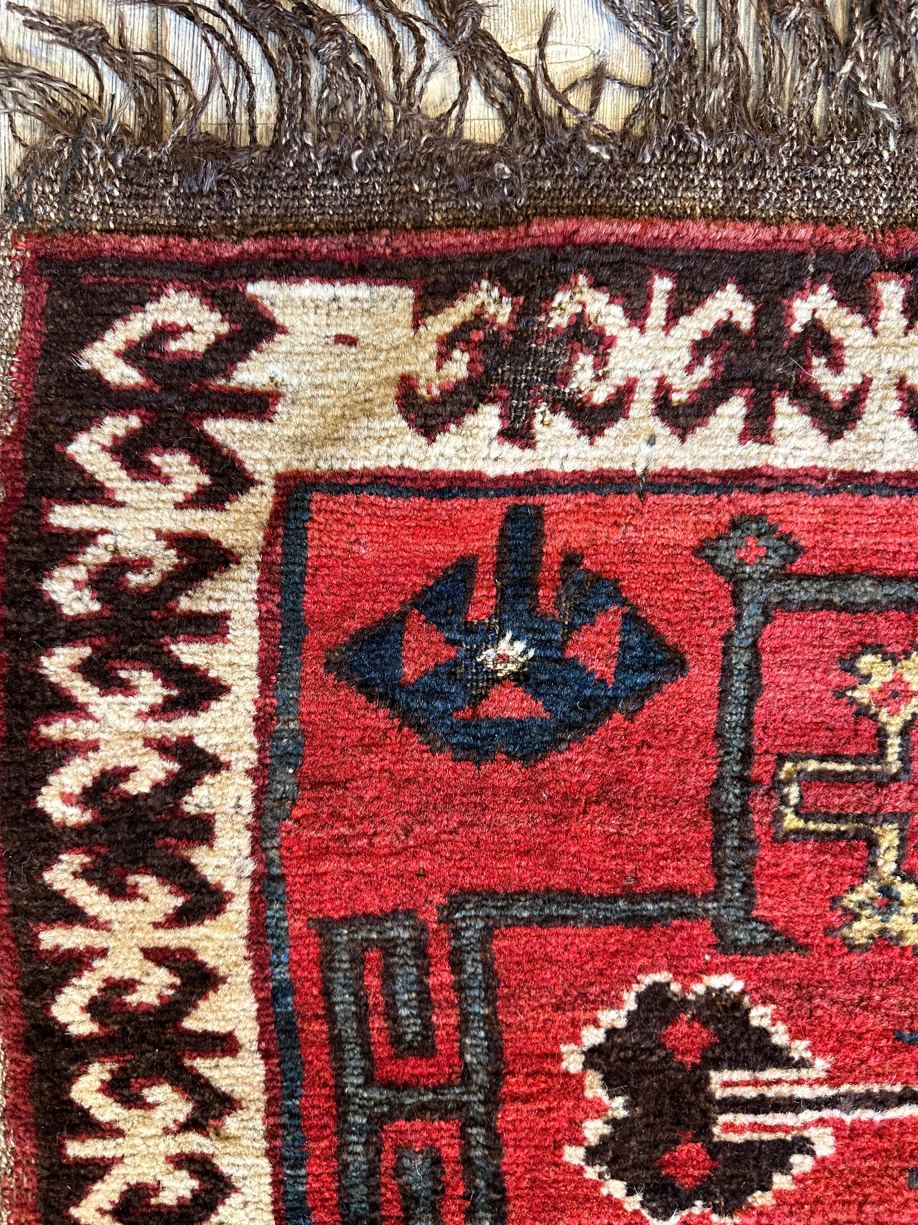 Vintage Persian Bagface 18" x 18", Hand-Knotted Wool, 1950s, view 5