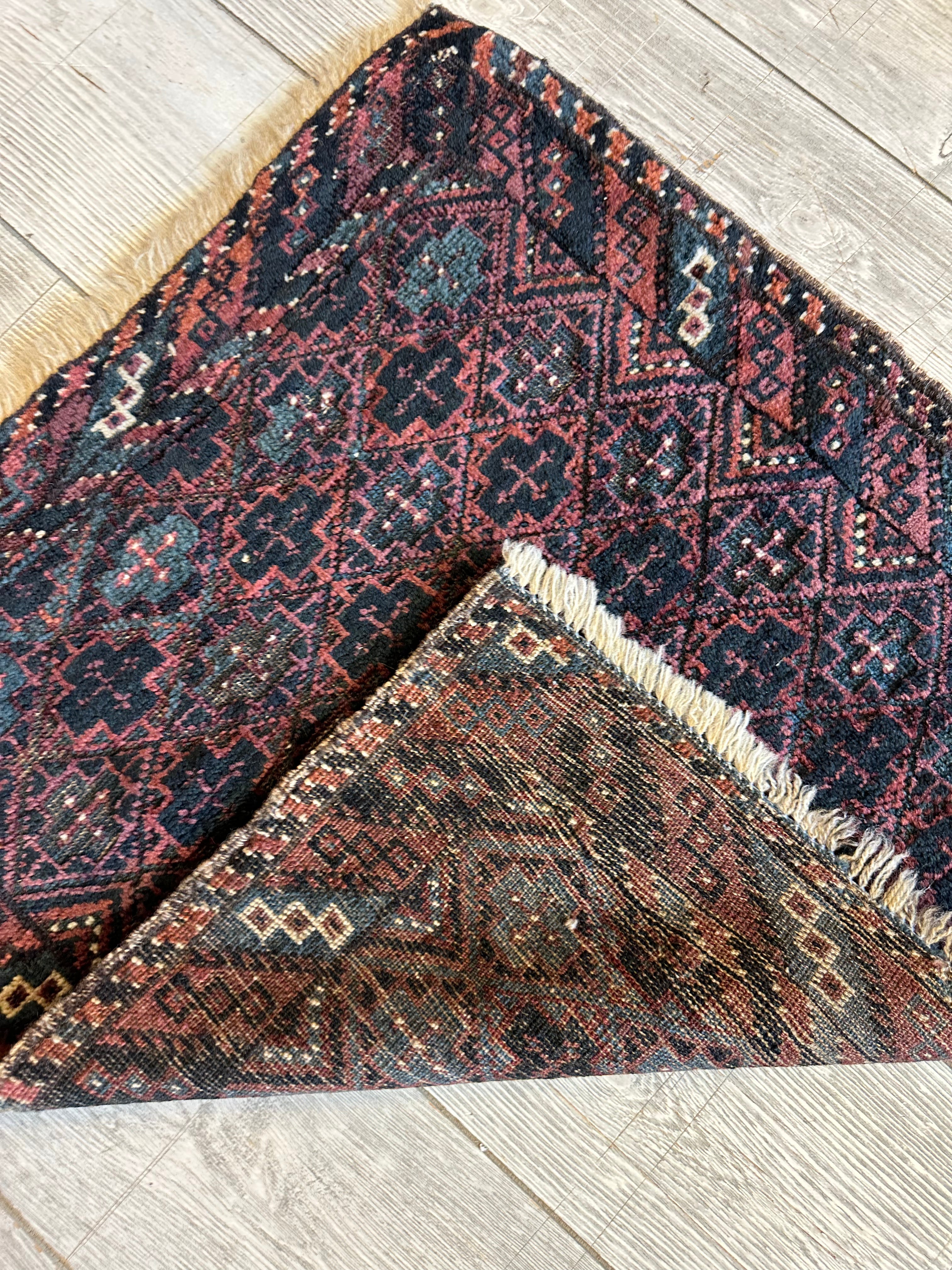 Antique Afghan Baluch Bagface 22" x 24", Hand-Knotted Wool, c. 1900, view 2