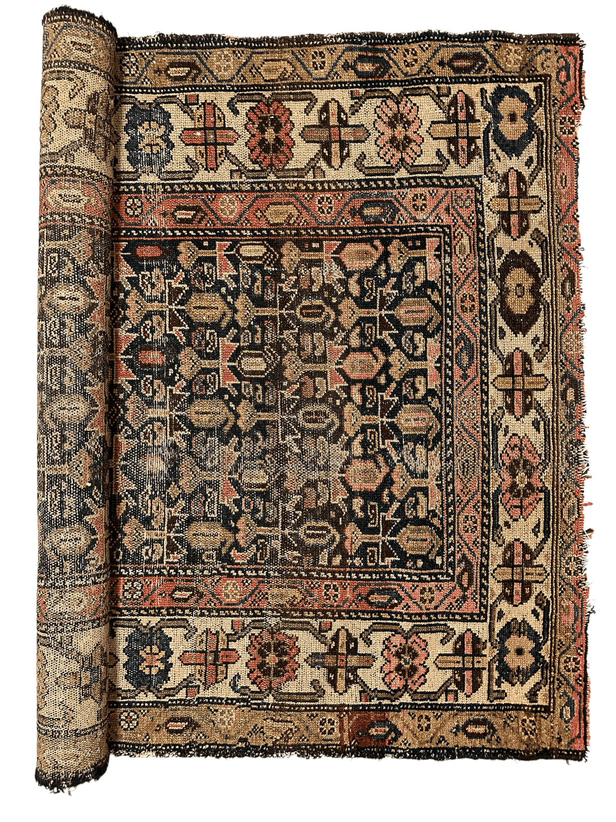 Antique Persian Malayer Rug 3'3" x 6'1", Hand-Knotted Wool, 1880s
