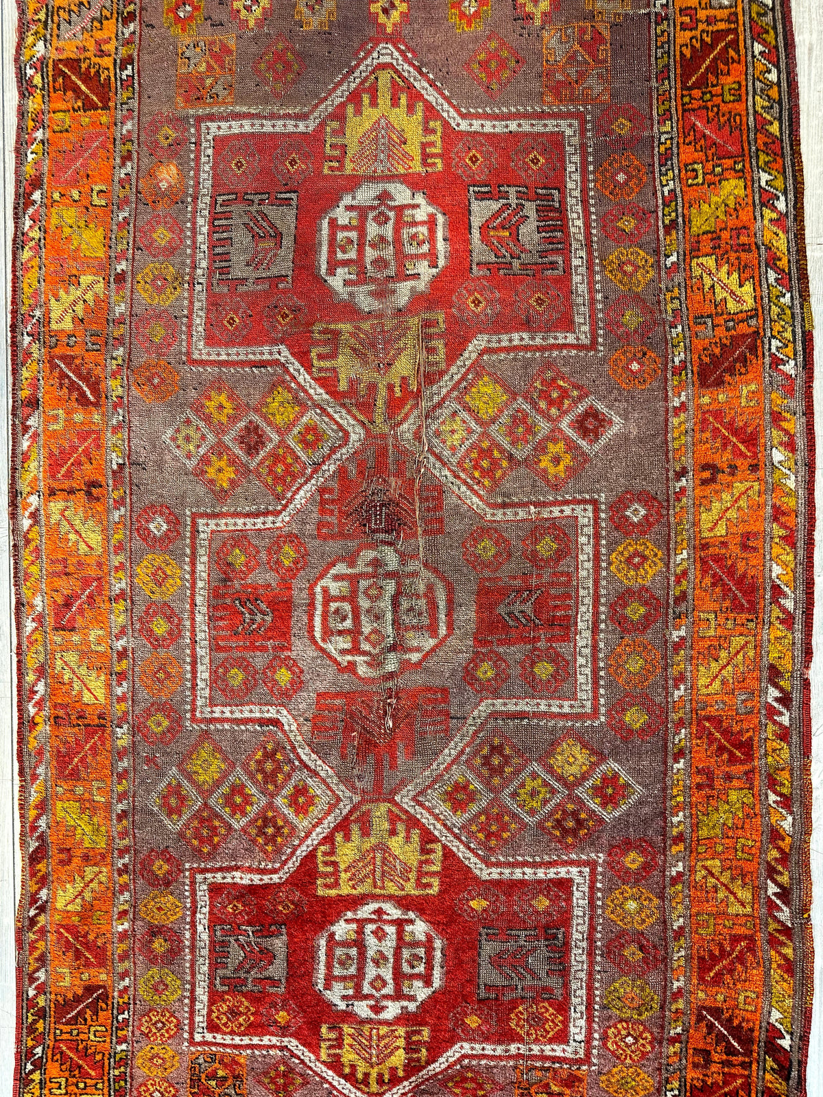 Antique Anatolian Rug 3'9" x 6'7", Hand-Knotted Wool, 19th-Century, view 4