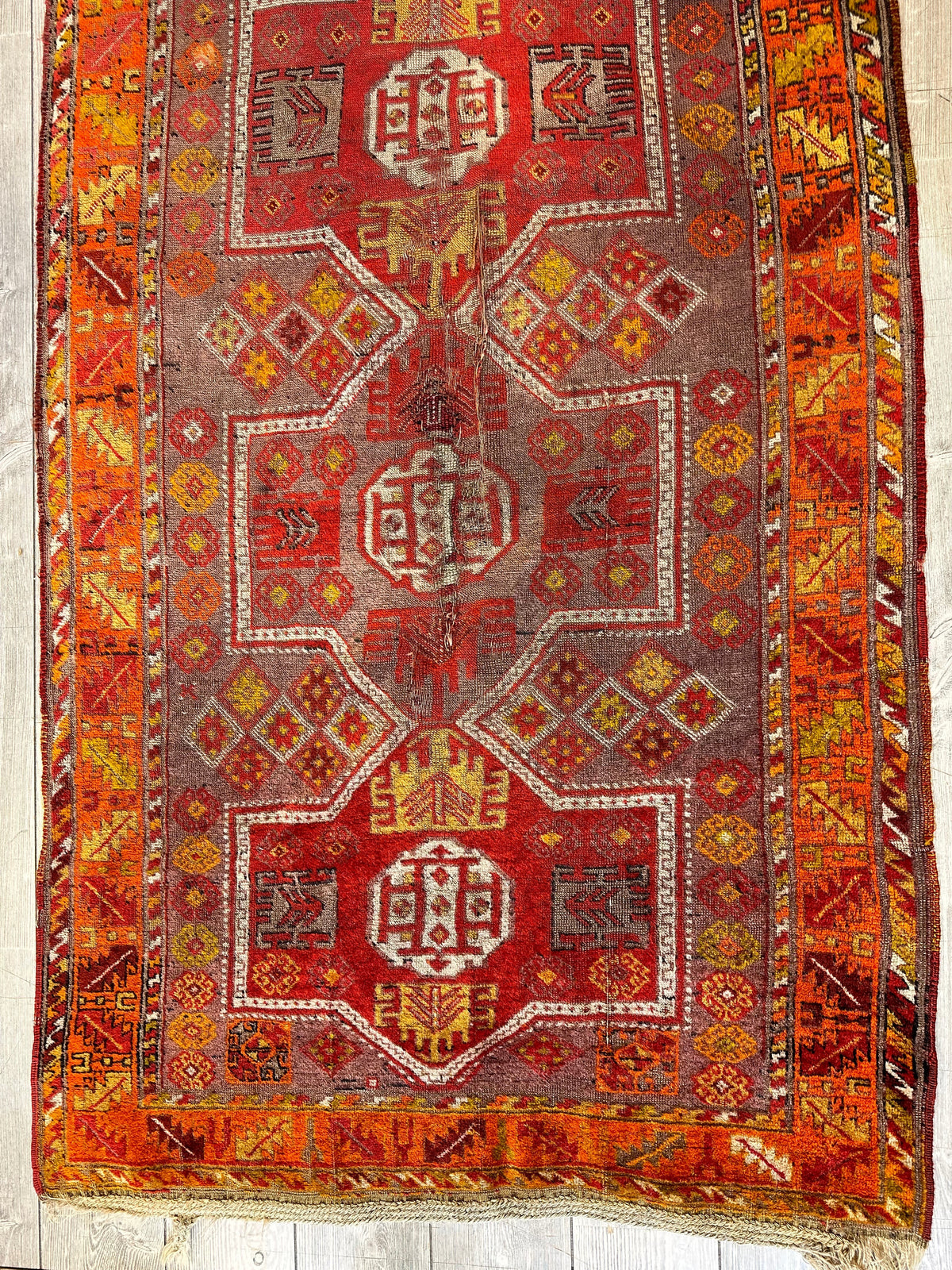 Antique Anatolian Rug 3'9" x 6'7", Hand-Knotted Wool, 19th-Century, view 5