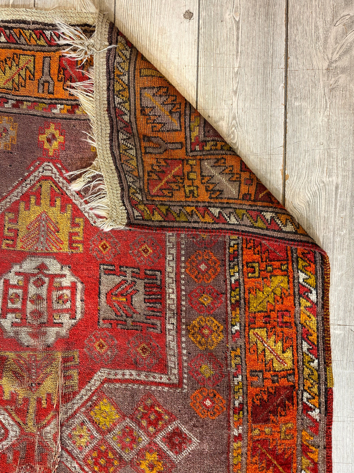 Antique Anatolian Rug 3'9" x 6'7", Hand-Knotted Wool, 19th-Century, view 7