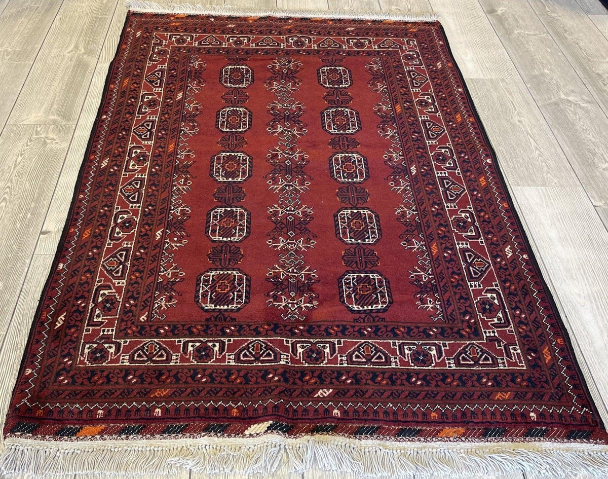 Afghan Rug 3x5, Rust, Brown & Burgundy, Hand-Knotted Wool, view 3