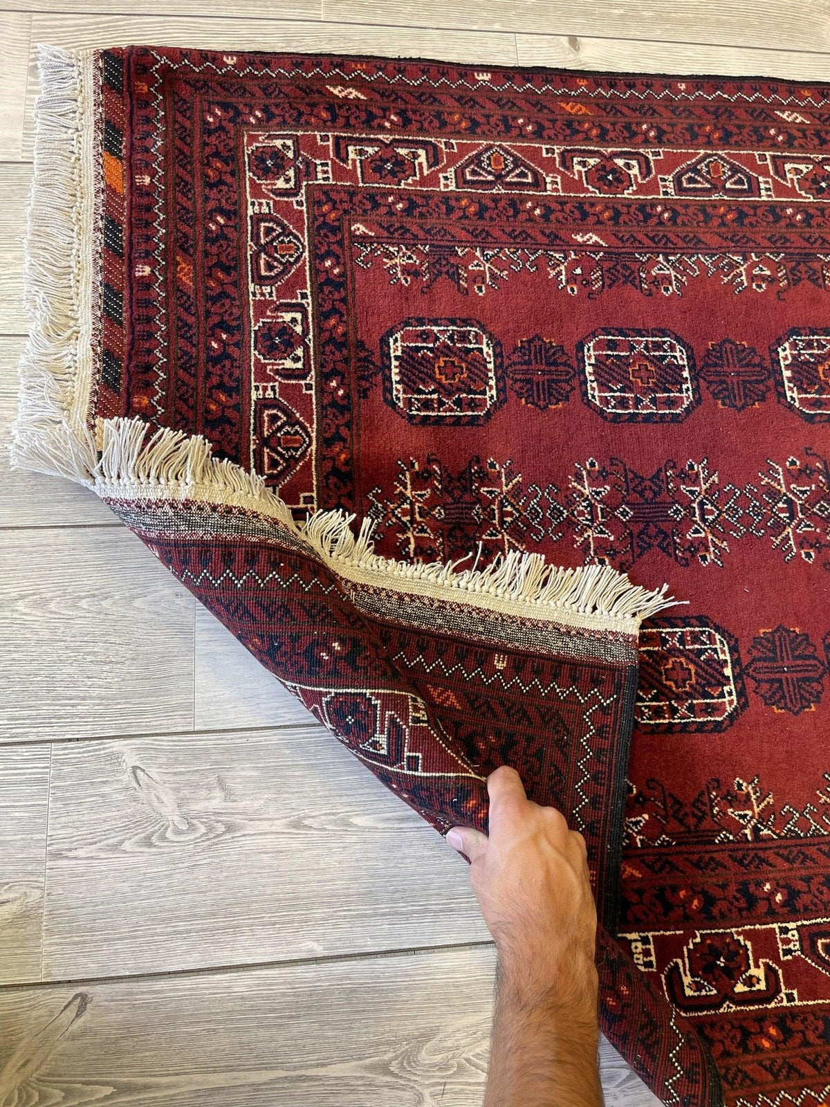 Afghan Rug 3x5, Rust, Brown & Burgundy, Hand-Knotted Wool, view 5