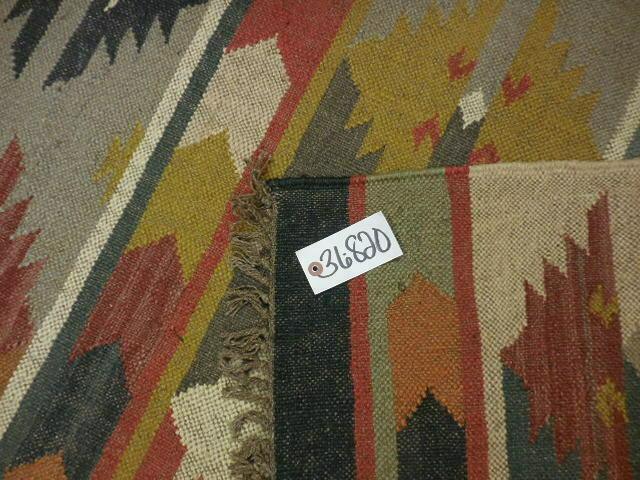 Indo-Turkish Kilim Runner 2'6" x 10', Hand-Woven, Blue, Brown & Cream, view 13