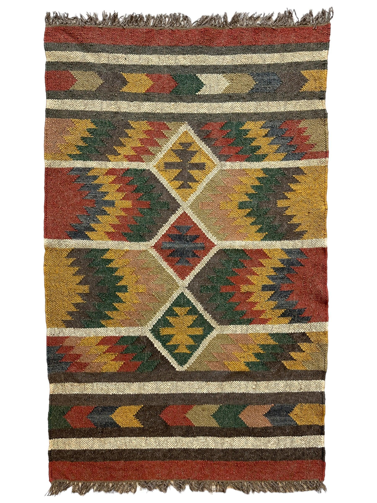 Indo-Turkish Kilim Runner 2'6" x 6', Hand-Woven, Blue, Brown & Cream, view 4