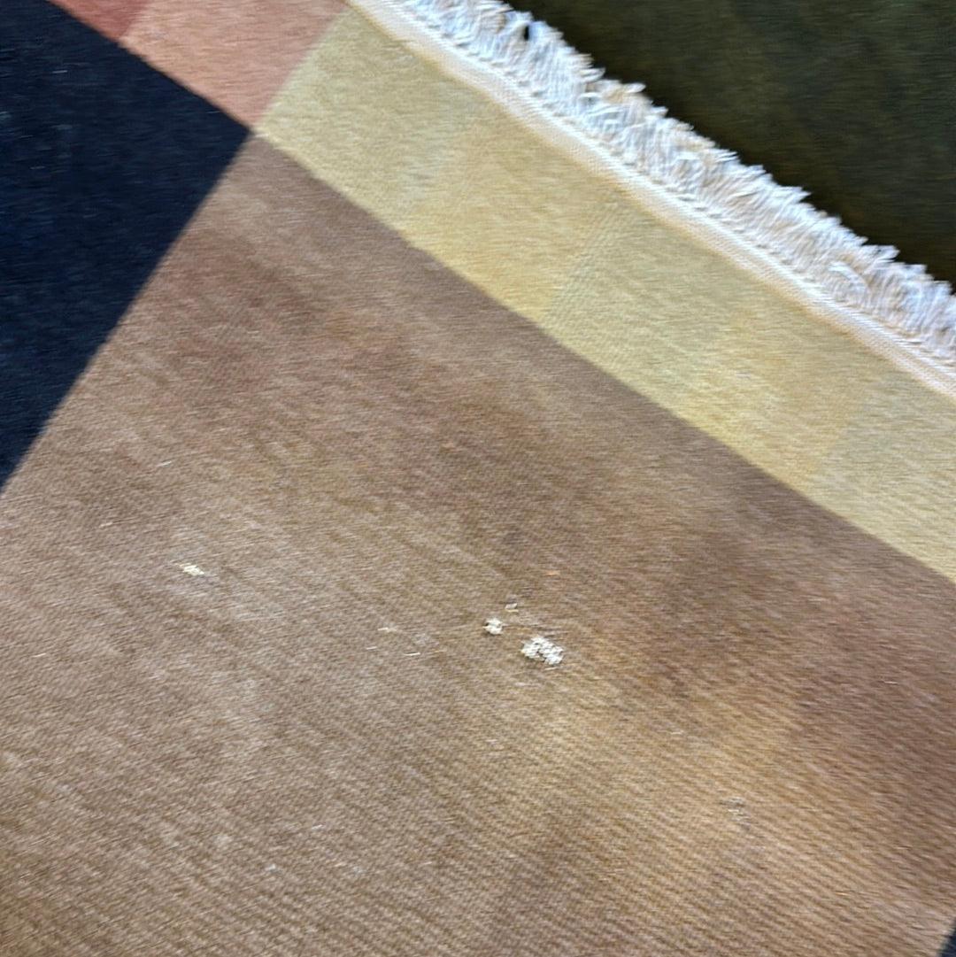 Indian Geometric Rug 6' x 9', Hand-Knotted Wool, Blue, Brown & Cream, view 7