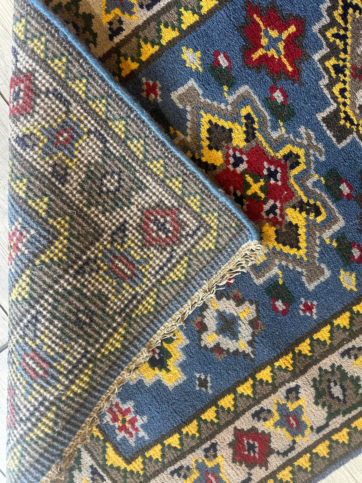 Indo-Kazak Runner 2'6" x 11'10", Hand-Knotted Wool & Bamboo Silk, Blue, view 7
