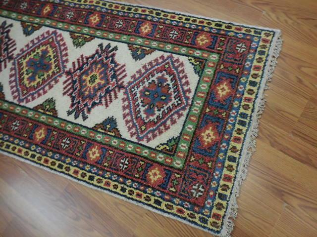 Indian Kazak Runner 2'6" x 8', Hand-Knotted Wool & Bamboo Silk, Blue, view 11