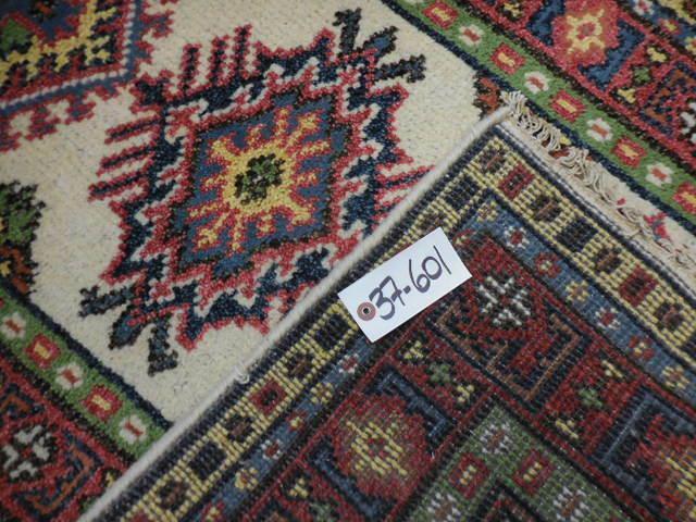 Indian Kazak Runner 2'6" x 8', Hand-Knotted Wool & Bamboo Silk, Blue, view 12