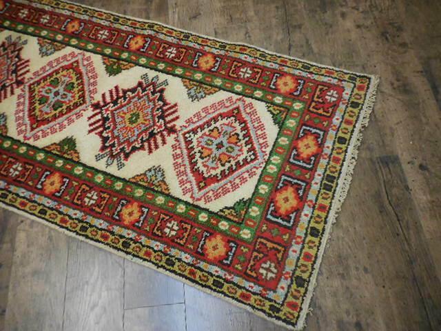 Indian Kazak Runner 2'7" x 8', Hand-Knotted Wool & Bamboo Silk, Blue, view 11