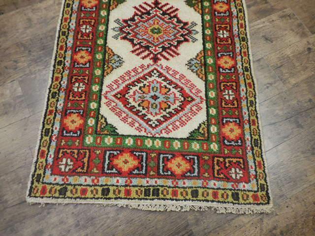 Indian Kazak Runner 2'7" x 8', Hand-Knotted Wool & Bamboo Silk, Blue, view 3