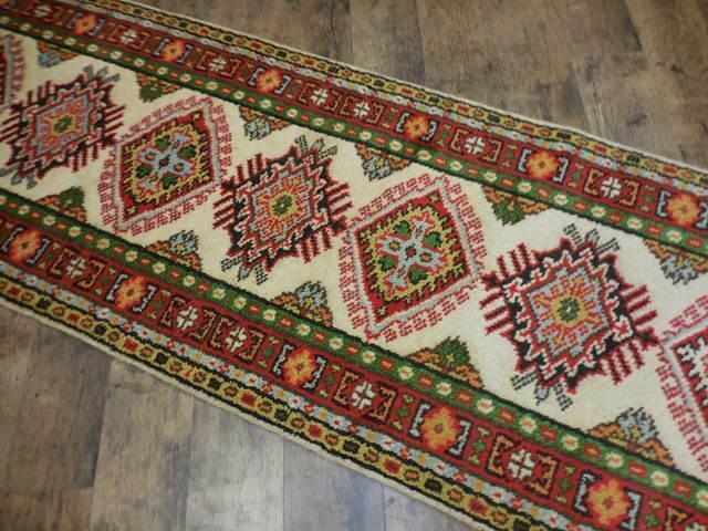 Indian Kazak Runner 2'7" x 8', Hand-Knotted Wool & Bamboo Silk, Blue, view 7