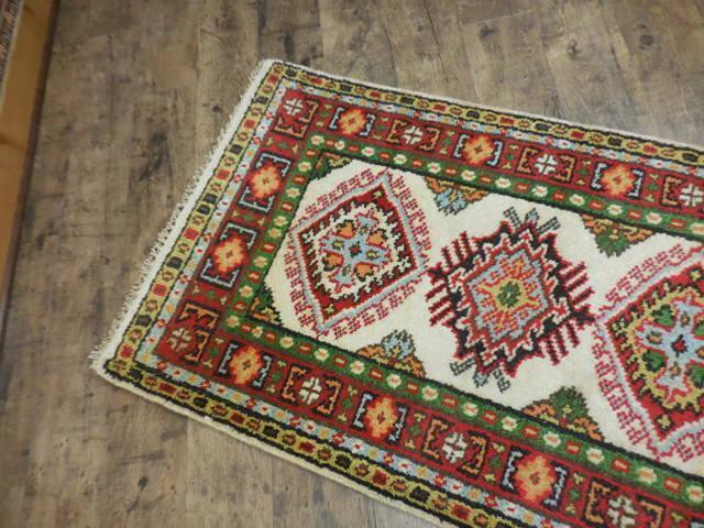 Indian Kazak Runner 2'7" x 8', Hand-Knotted Wool & Bamboo Silk, Blue, view 9