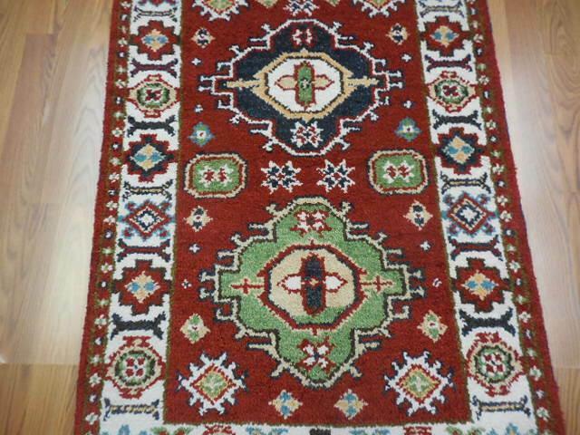 Indian Kazak Runner 2'8" x 8'3", Hand-Knotted Wool & Bamboo Silk, Blue, view 5