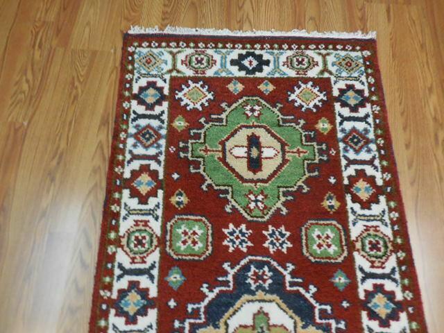 Indian Kazak Runner 2'8" x 8'3", Hand-Knotted Wool & Bamboo Silk, Blue, view 7