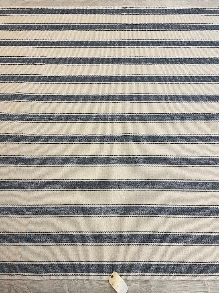 Indian Striped Rug 6' x 9', Cotton, Blue, view 3