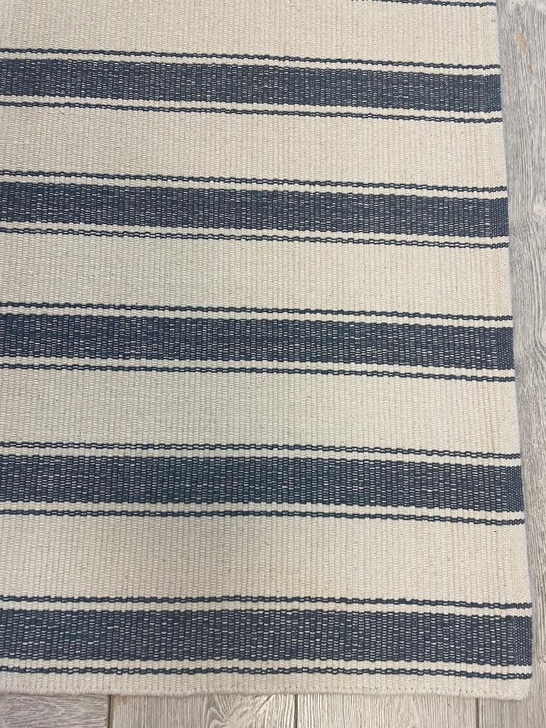 Indian Striped Rug 6' x 9', Cotton, Blue, view 4