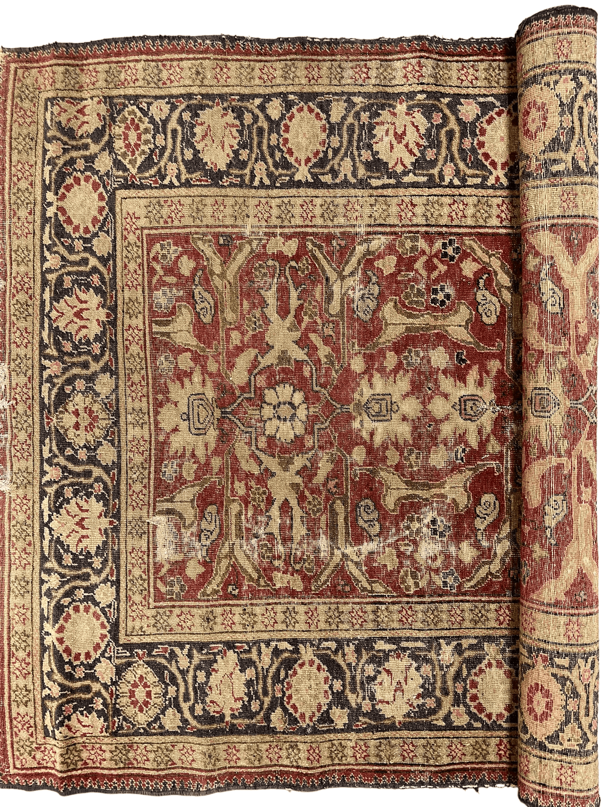 Antique Persian Mahal Rug 4'5" x 6'4", Hand-Knotted Wool, c. 1900, view 4