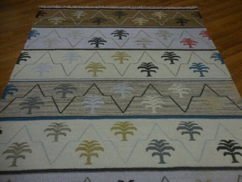 Kilim Rug 4'8" x 7'6", Hand-Woven, Brown & Cream, view 8
