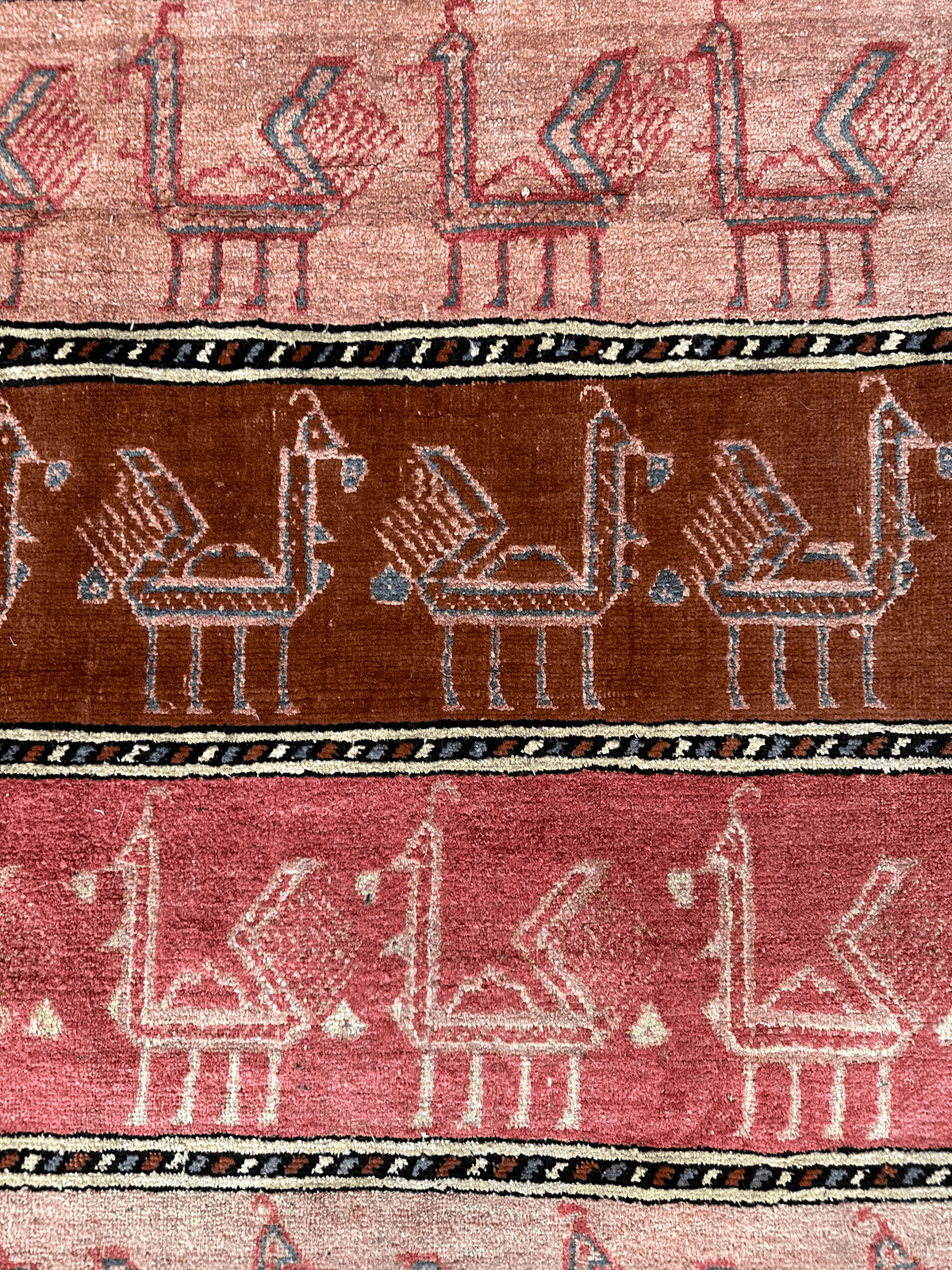 Vintage Afghan Bukhara Rug 3'10" x 5'10", Hand-Knotted Wool & Silk, view 2
