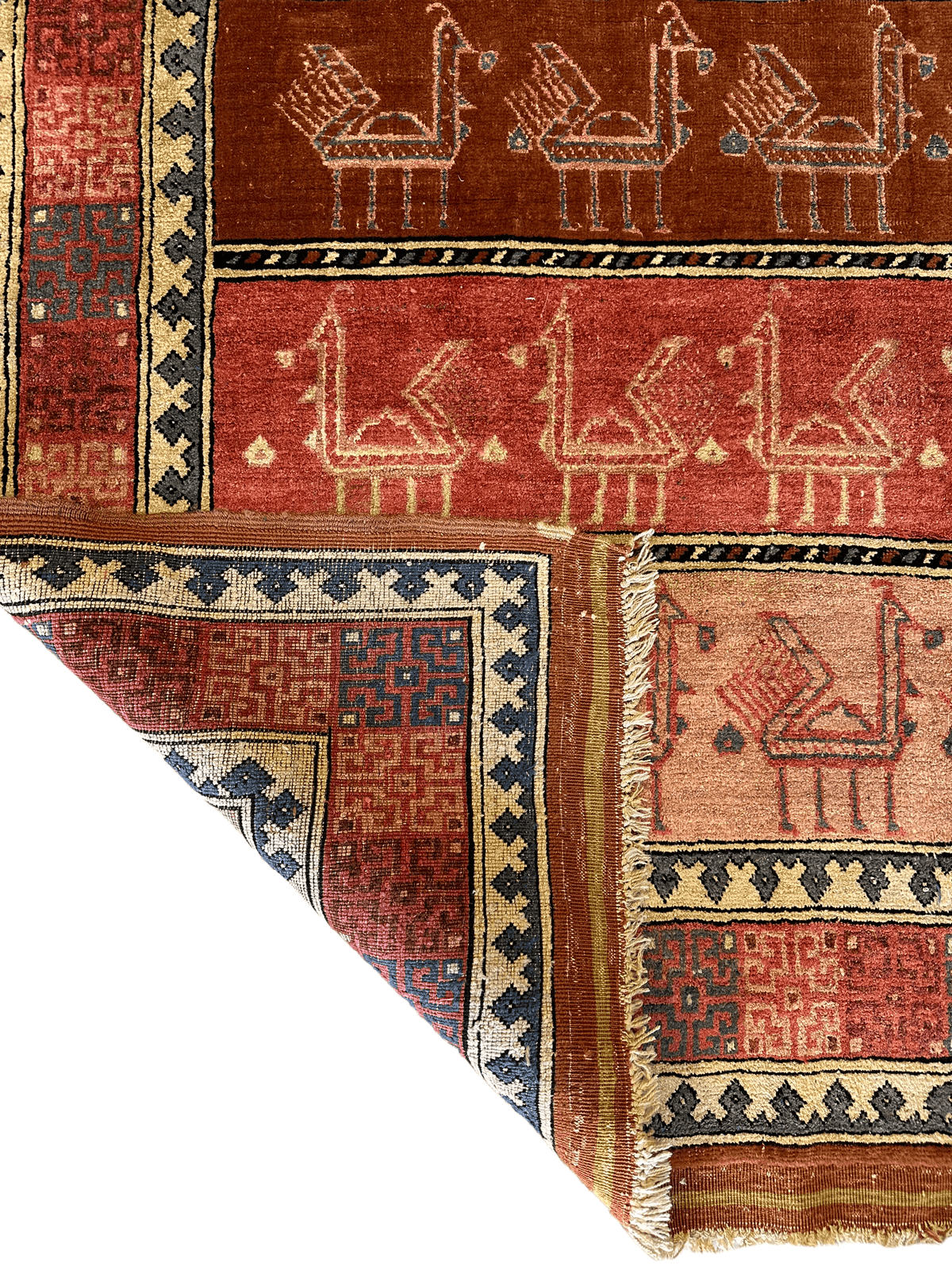 Vintage Afghan Bukhara Rug 3'10" x 5'10", Hand-Knotted Wool & Silk, view 3