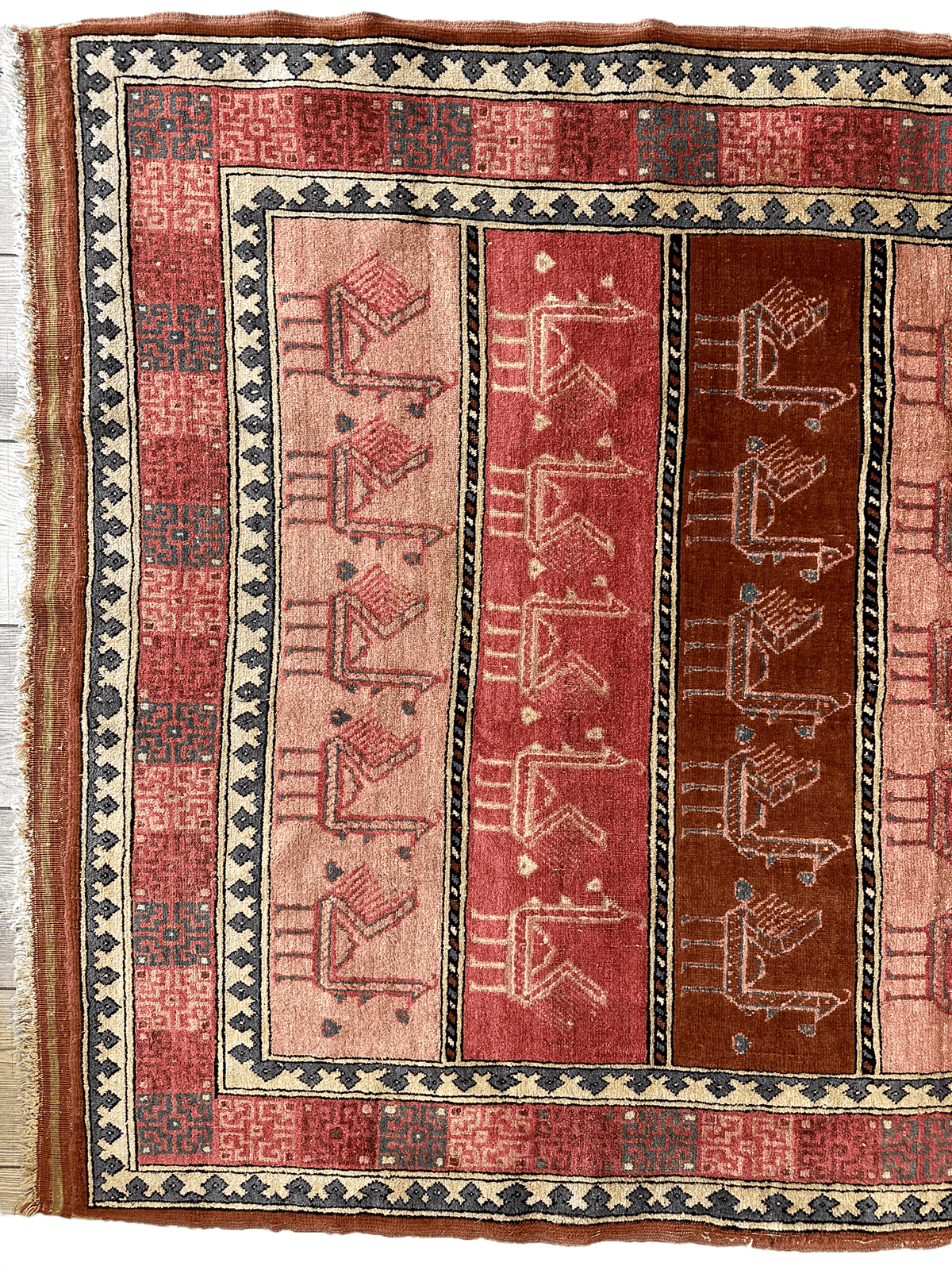 Vintage Afghan Bukhara Rug 3'10" x 5'10", Hand-Knotted Wool & Silk, view 4