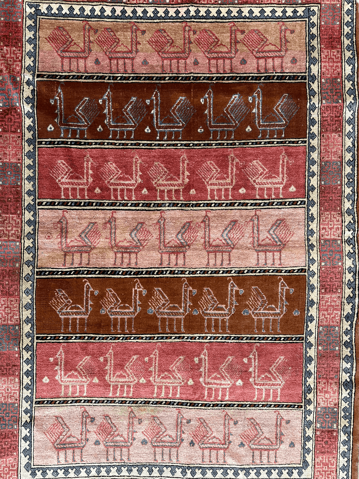 Vintage Afghan Bukhara Rug 3'10" x 5'10", Hand-Knotted Wool & Silk, view 6