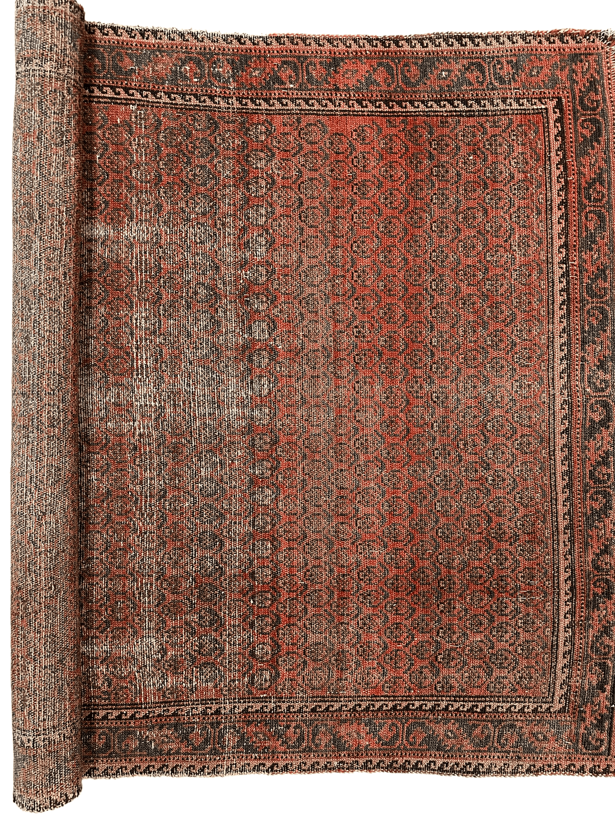 Antique Persian Boteh Rug 3'8" x 5'1", Hand-Knotted Wool, c. 1900, view 2