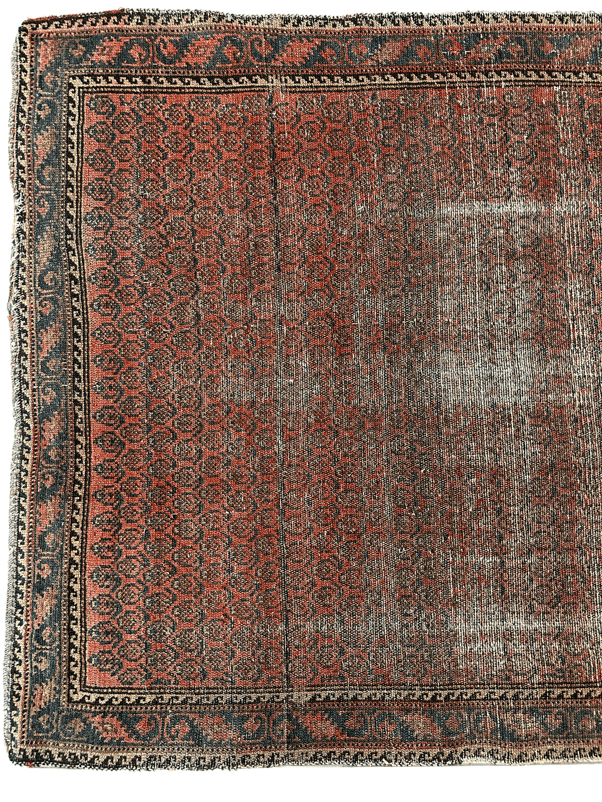 Antique Persian Boteh Rug 3'8" x 5'1", Hand-Knotted Wool, c. 1900, view 5