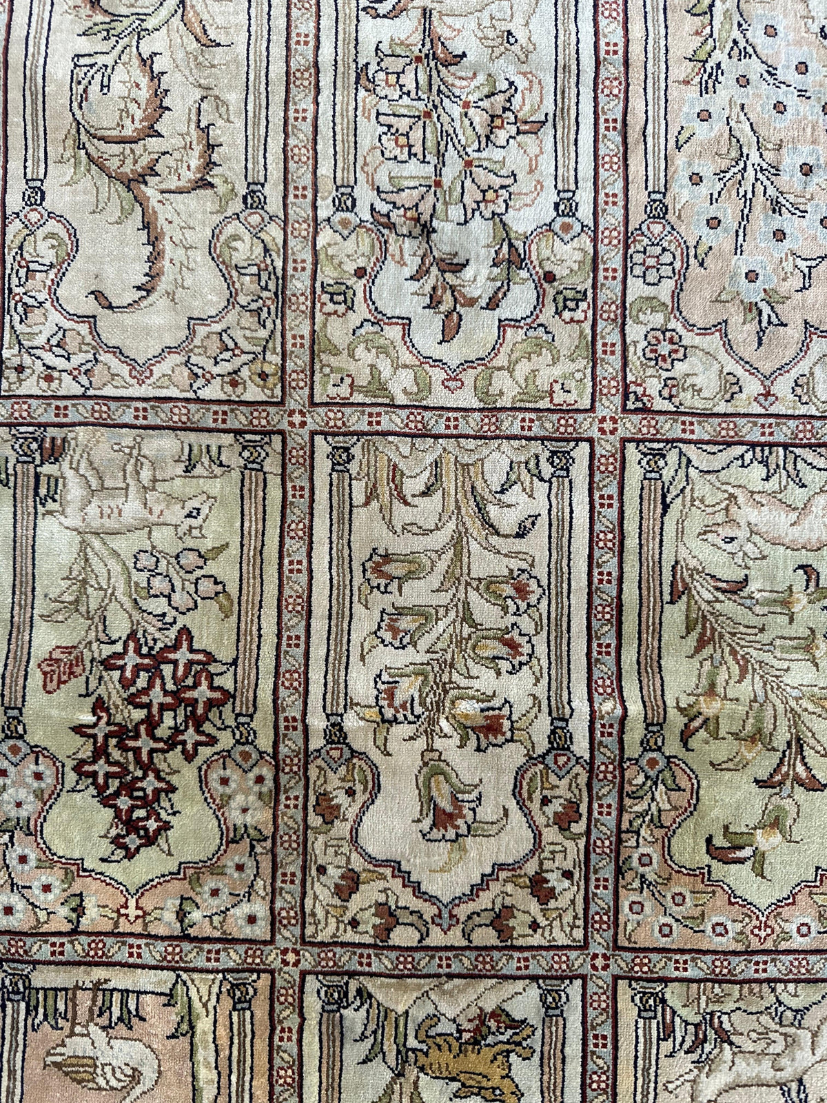 Vintage Persian Qom Rug 2'1" x 3'5", Hand-Knotted Silk, 1980s, view 4
