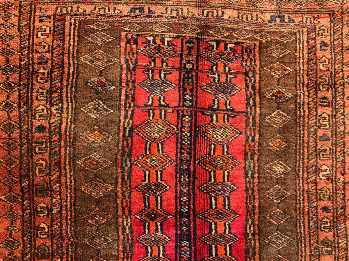 Vintage Afghan Baluch Rug 29" x 40", Hand-Knotted Wool, Beige & Orange, view 6