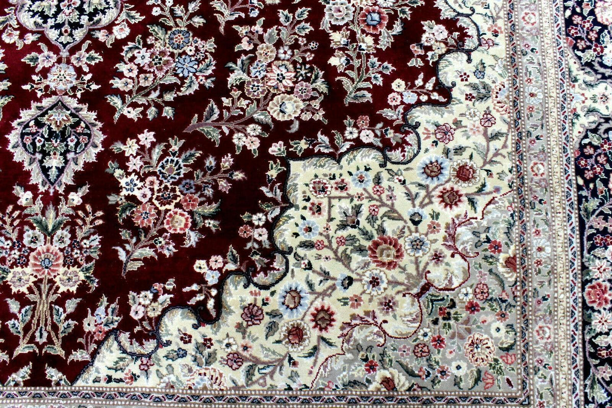 Pakistani Chobi Rug 9x12, Red, Ivory & Navy, Hand-Knotted Wool, view 10