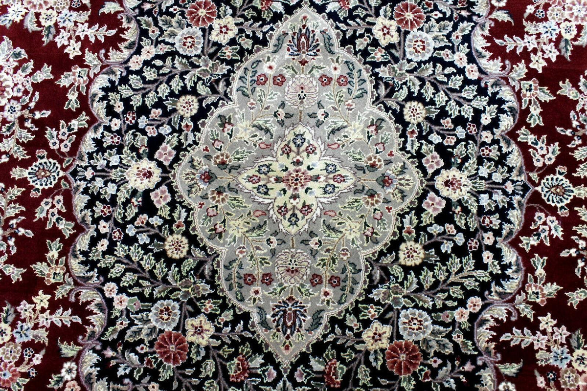 Pakistani Chobi Rug 9x12, Red, Ivory & Navy, Hand-Knotted Wool, view 4