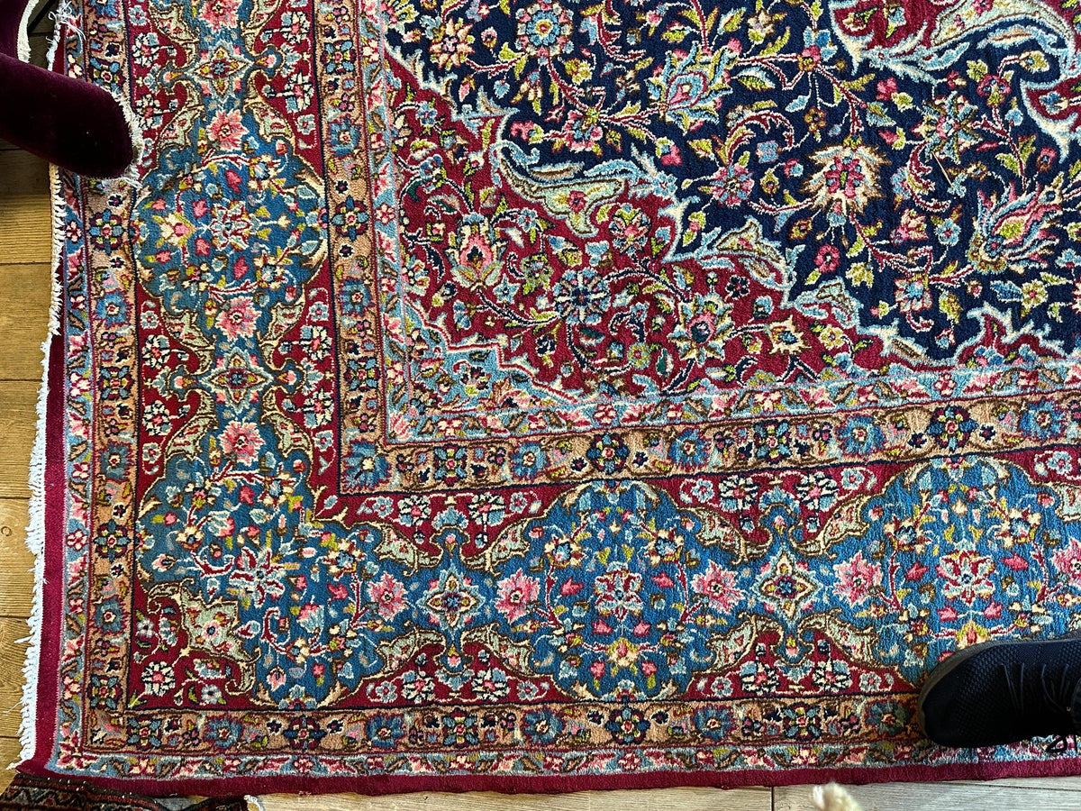 Vintage Persian Medallion Rug 9'10" x 13'1", Hand-Knotted Wool, 1950s, view 13