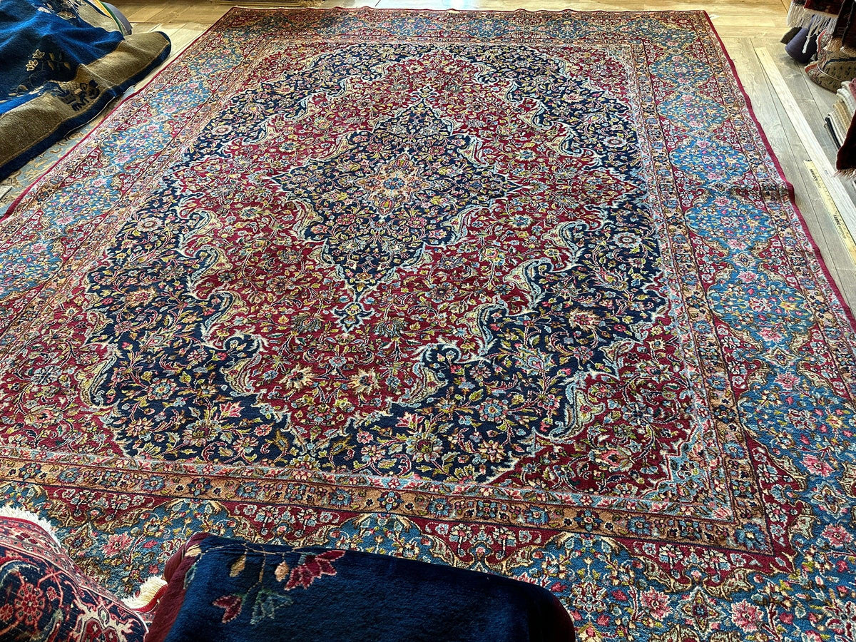 Vintage Persian Medallion Rug 9'10" x 13'1", Hand-Knotted Wool, 1950s, view 27
