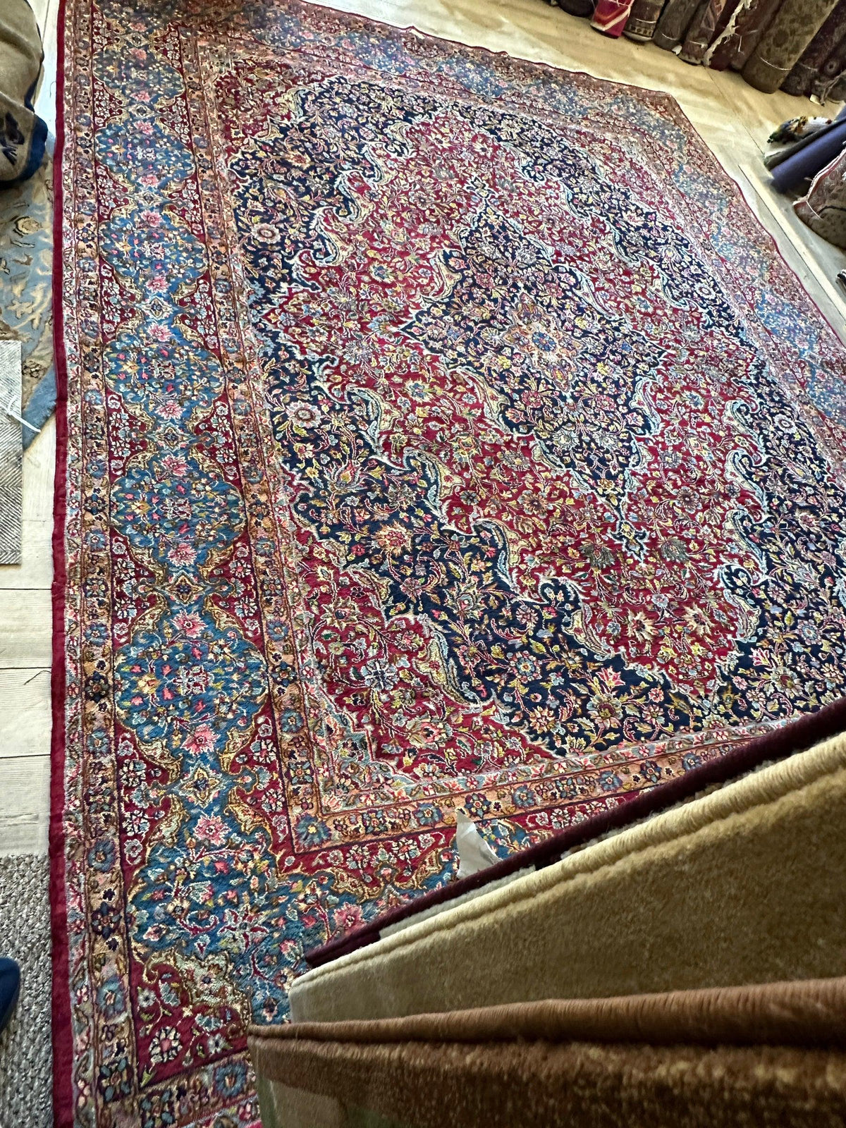Vintage Persian Medallion Rug 9'10" x 13'1", Hand-Knotted Wool, 1950s, view 8
