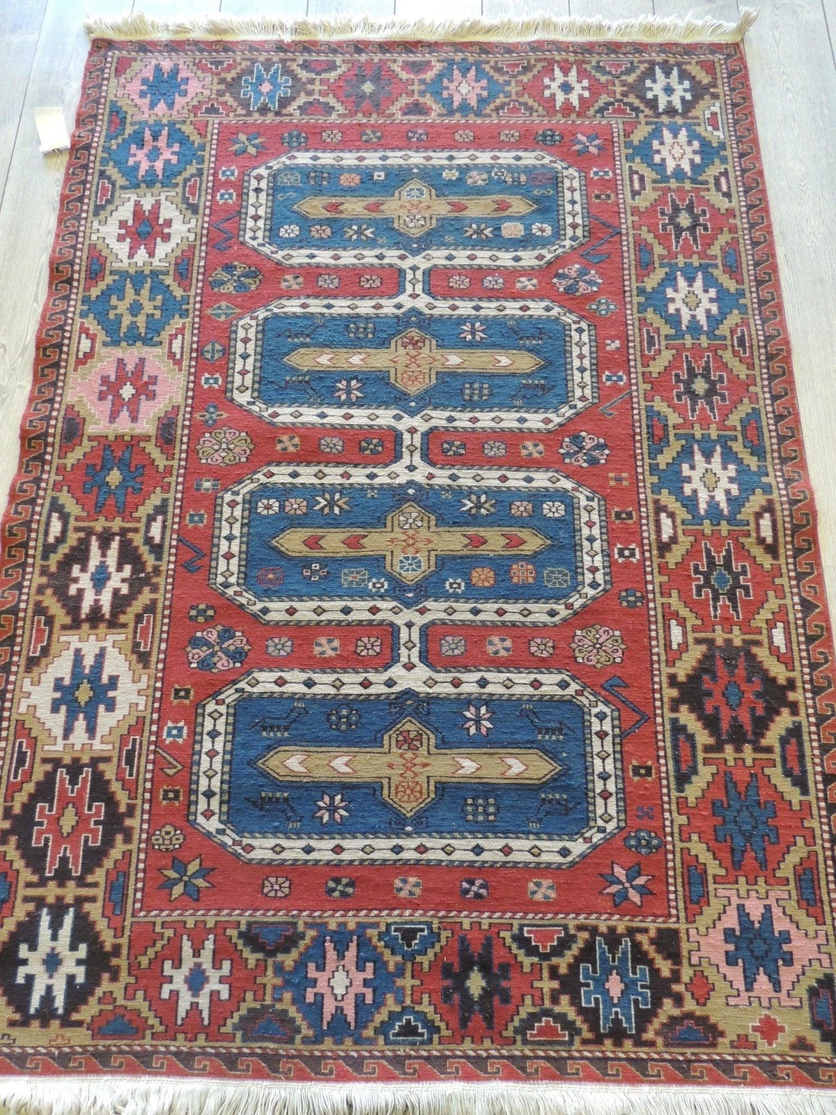 Exquisite Vintage Hand Knotted Soumak Area Rug 6x4 Ft, view 3