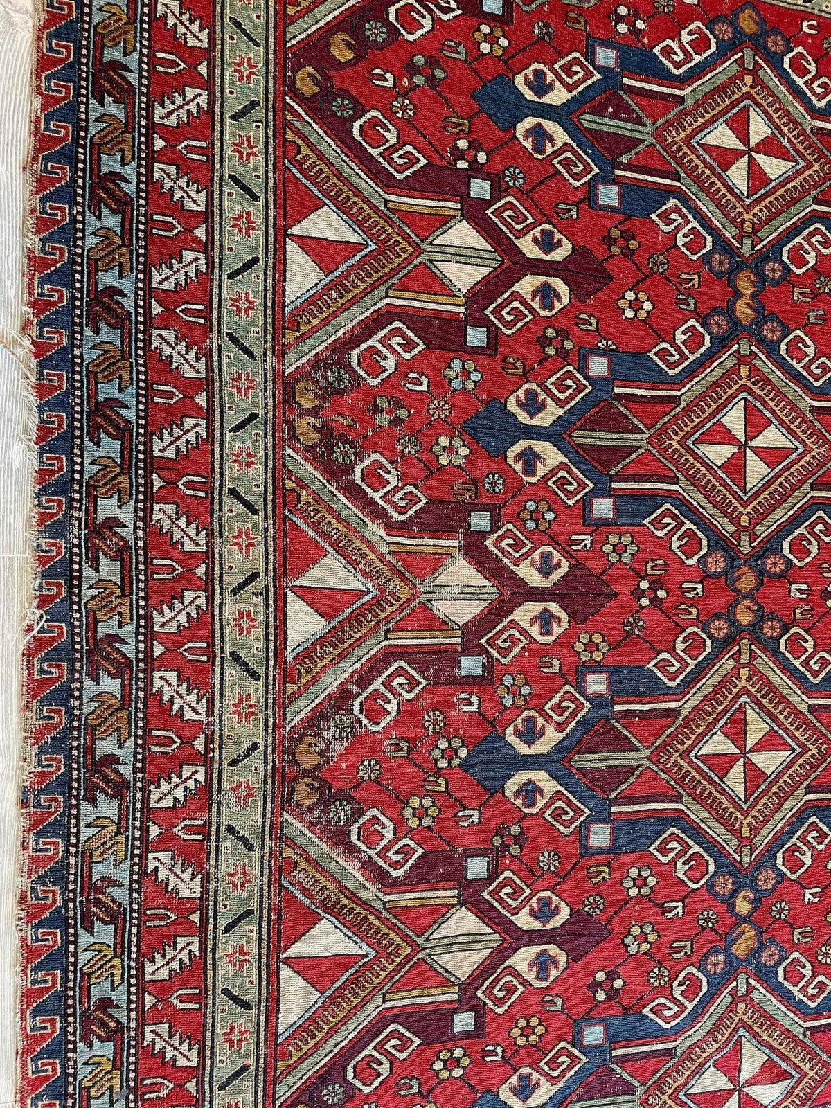 Antique Persian Soumak Rug 6'1" x 7'7", Hand-Woven Wool, 1920s, view 10