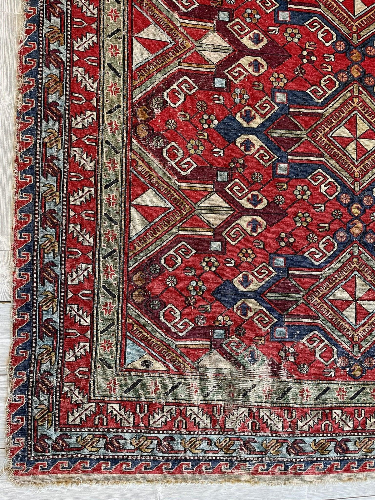 Antique Persian Soumak Rug 6'1" x 7'7", Hand-Woven Wool, 1920s, view 11
