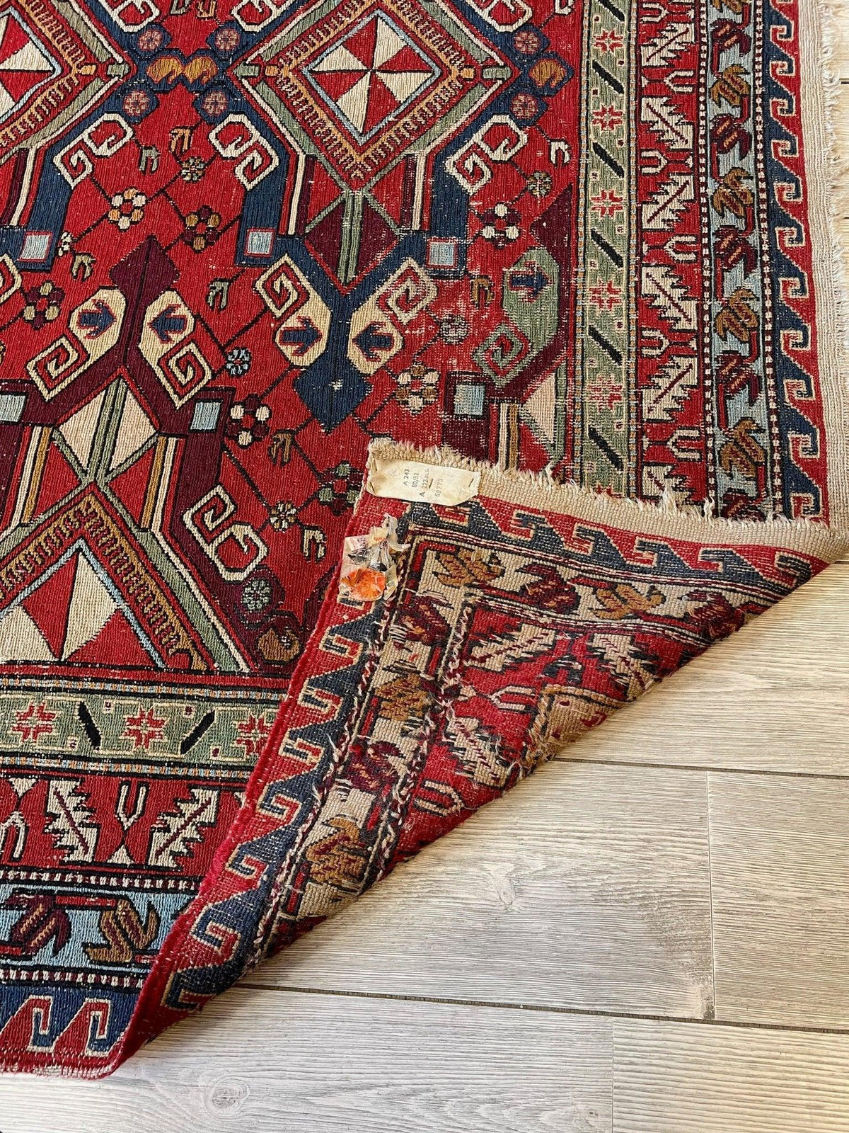 Antique Persian Soumak Rug 6'1" x 7'7", Hand-Woven Wool, 1920s, view 7