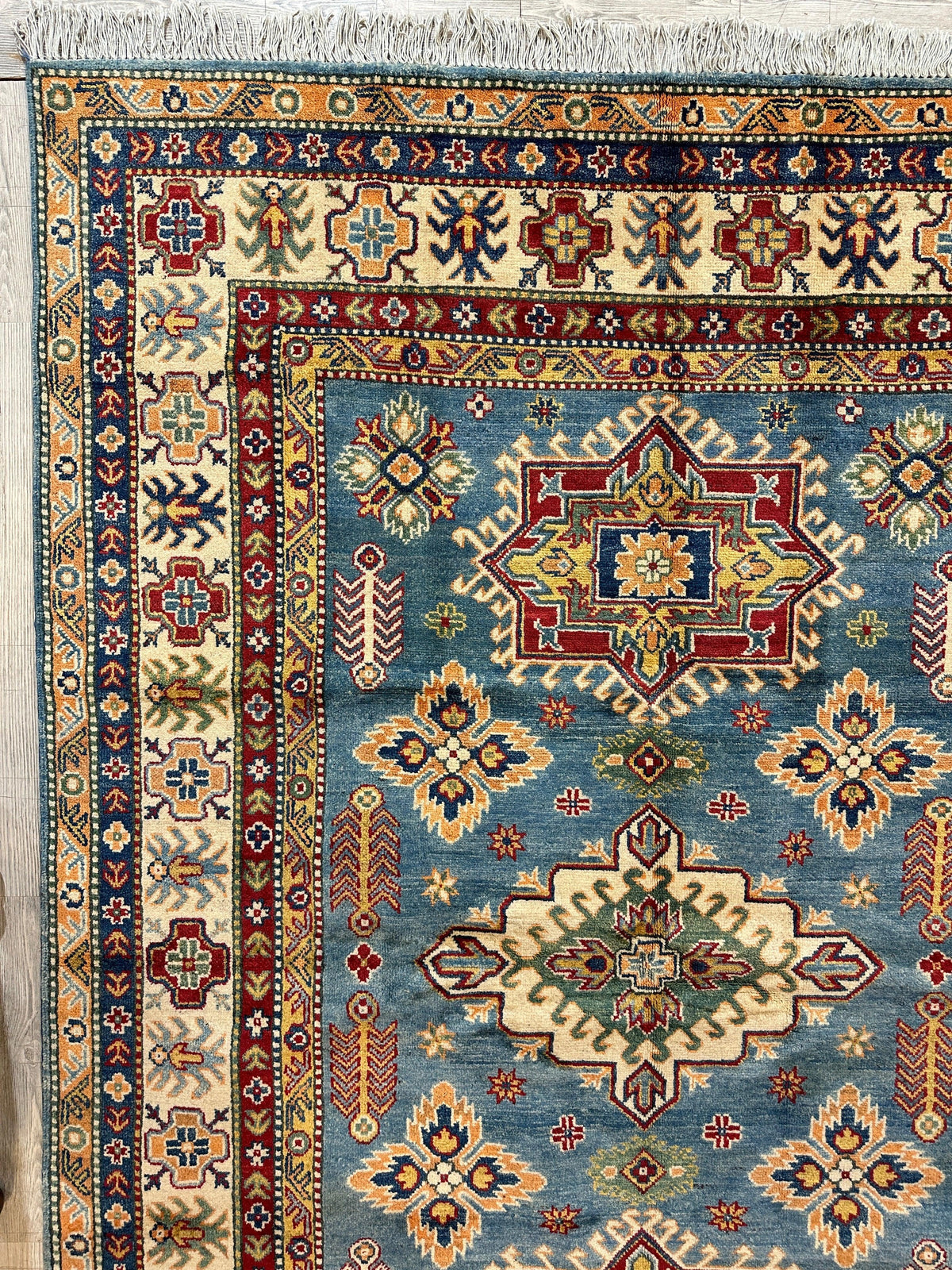 Afghan Super Kazak Rug 5'6" x 8'4", Hand-Knotted Wool, Red, view 7