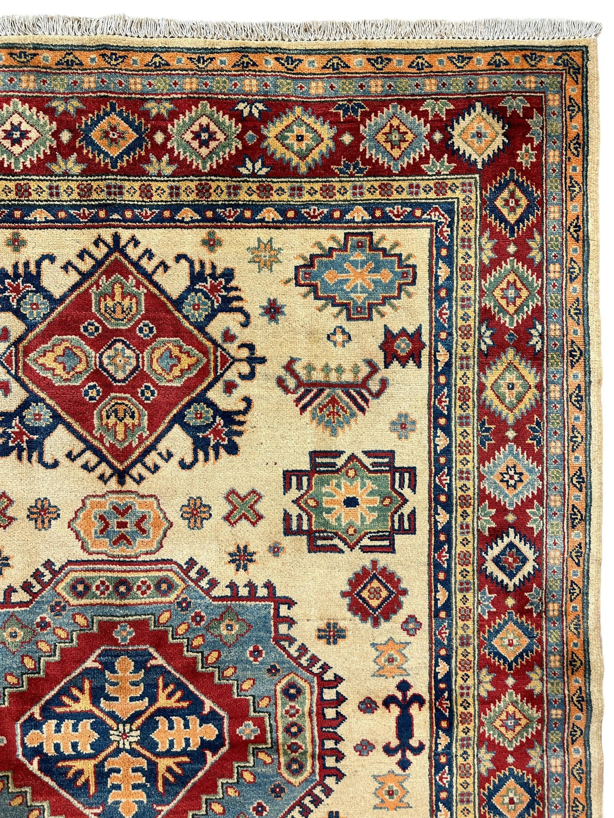 Afghan Super Kazak Rug 5'8" x 7'11", Hand-Knotted Wool, Red, view 5
