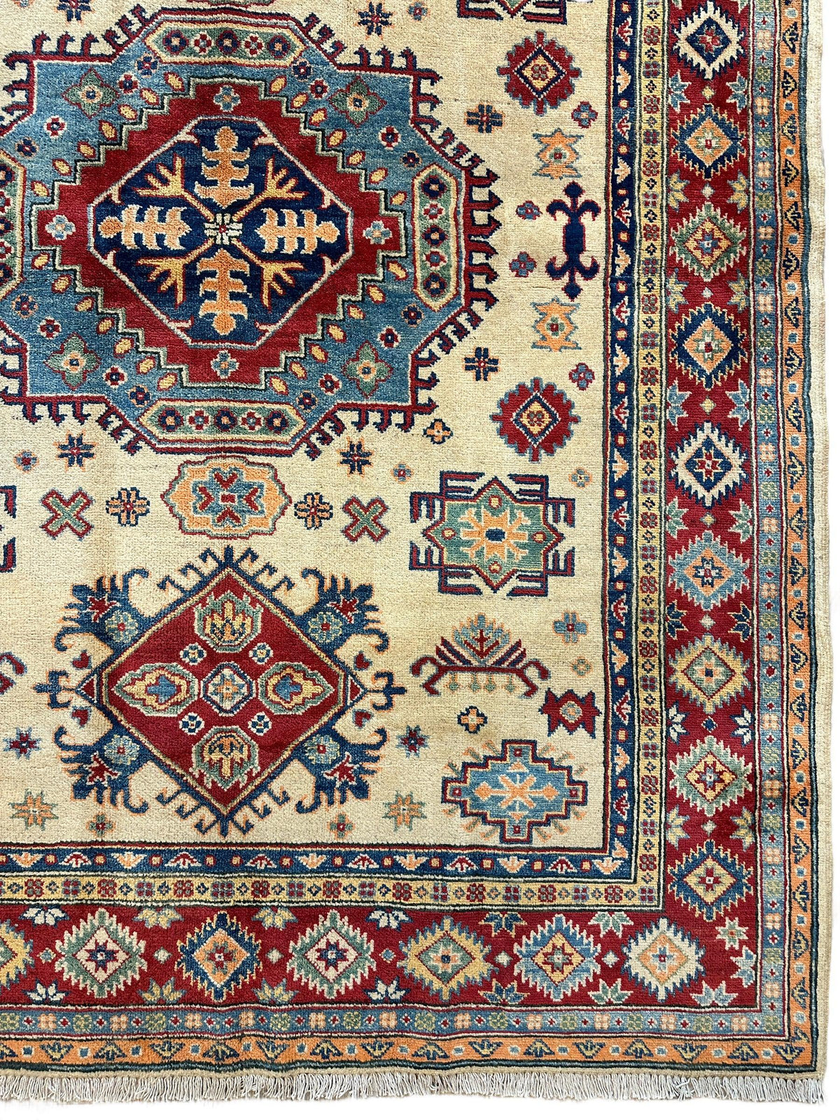 Afghan Super Kazak Rug 5'8" x 7'11", Hand-Knotted Wool, Red, view 6