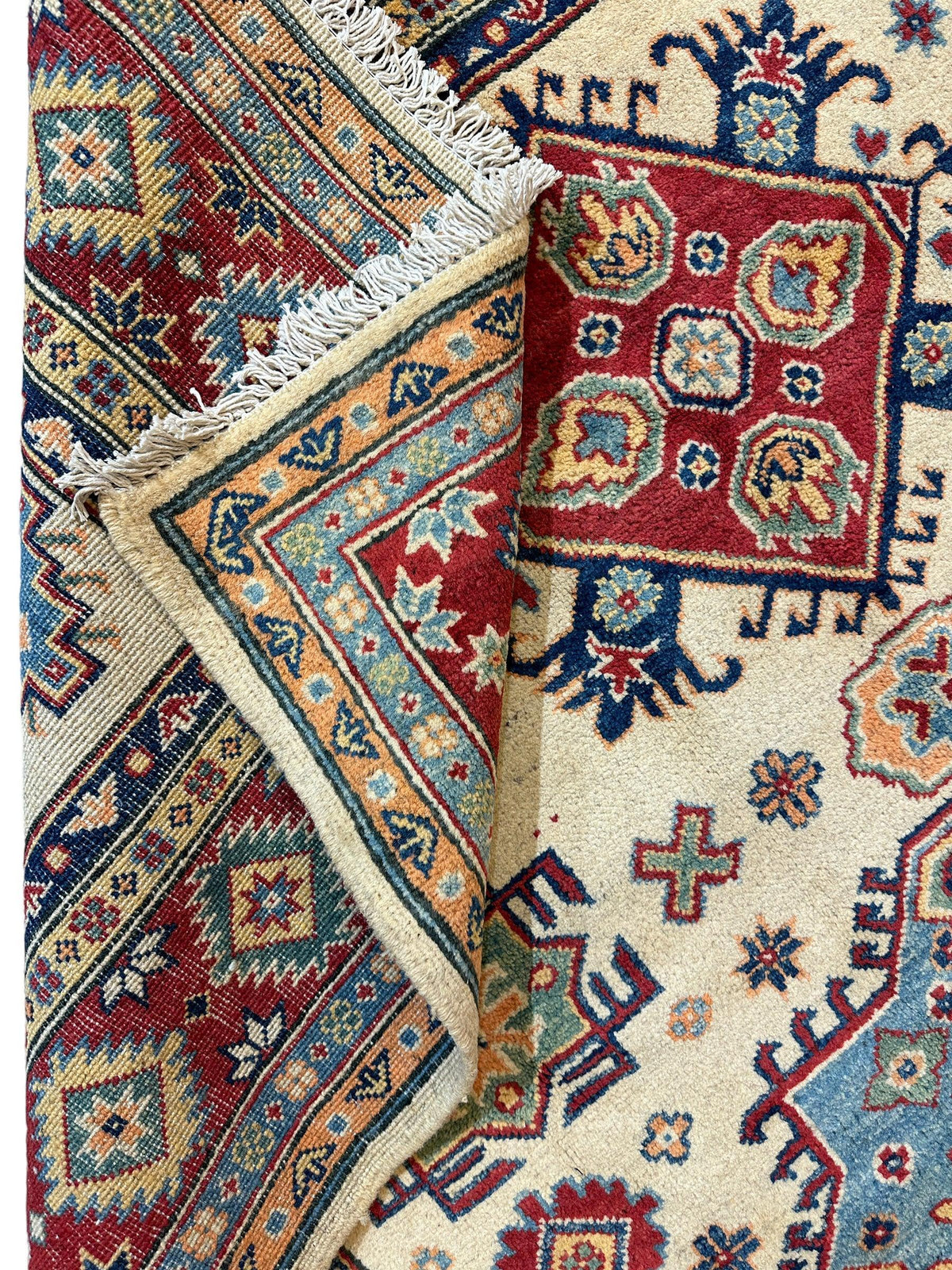 Afghan Super Kazak Rug 5'8" x 7'11", Hand-Knotted Wool, Red, view 7