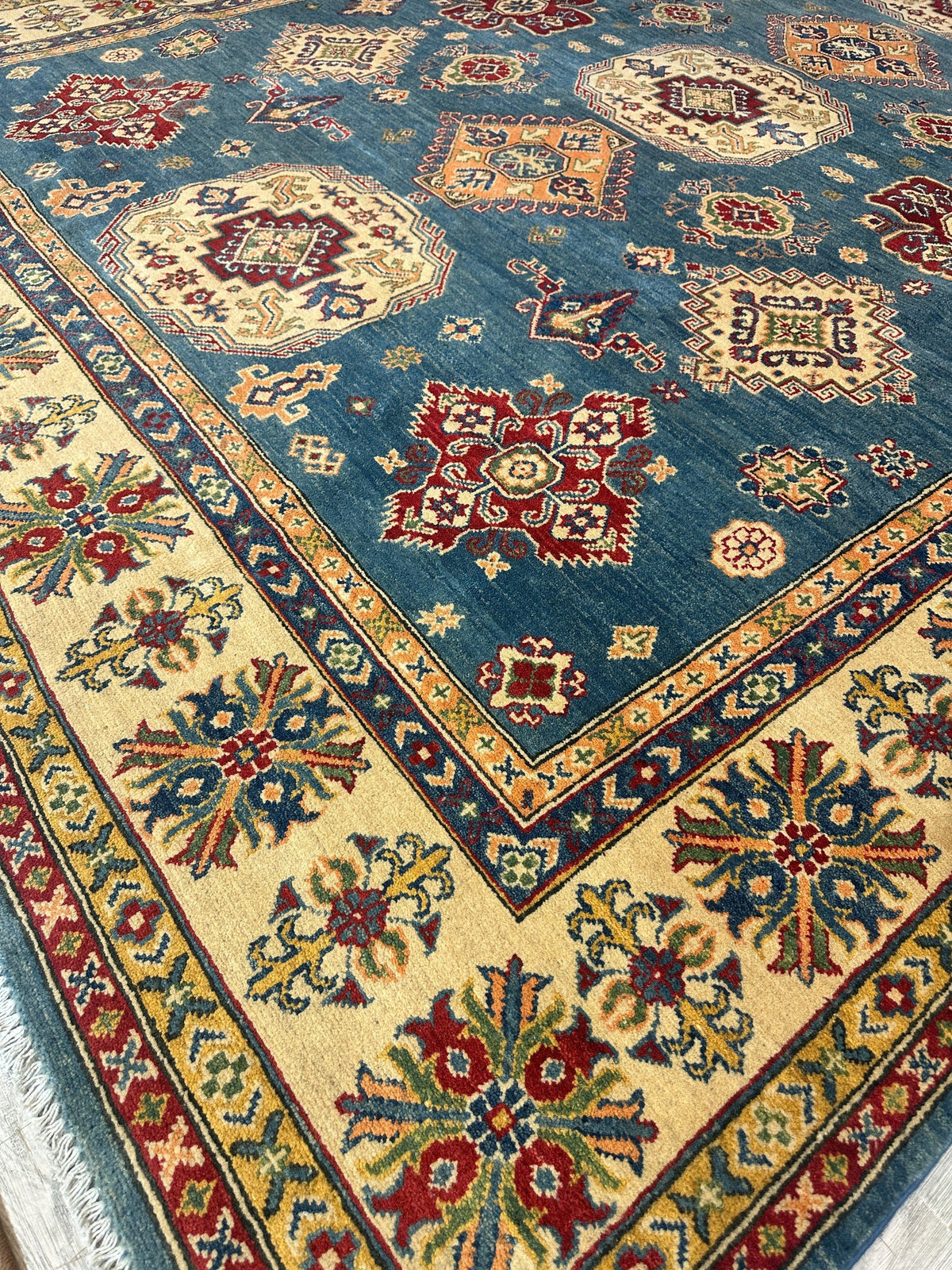 Afghan Super Kazak Rug 8'4" x 10'5", Hand-Knotted Wool, Red, view 10