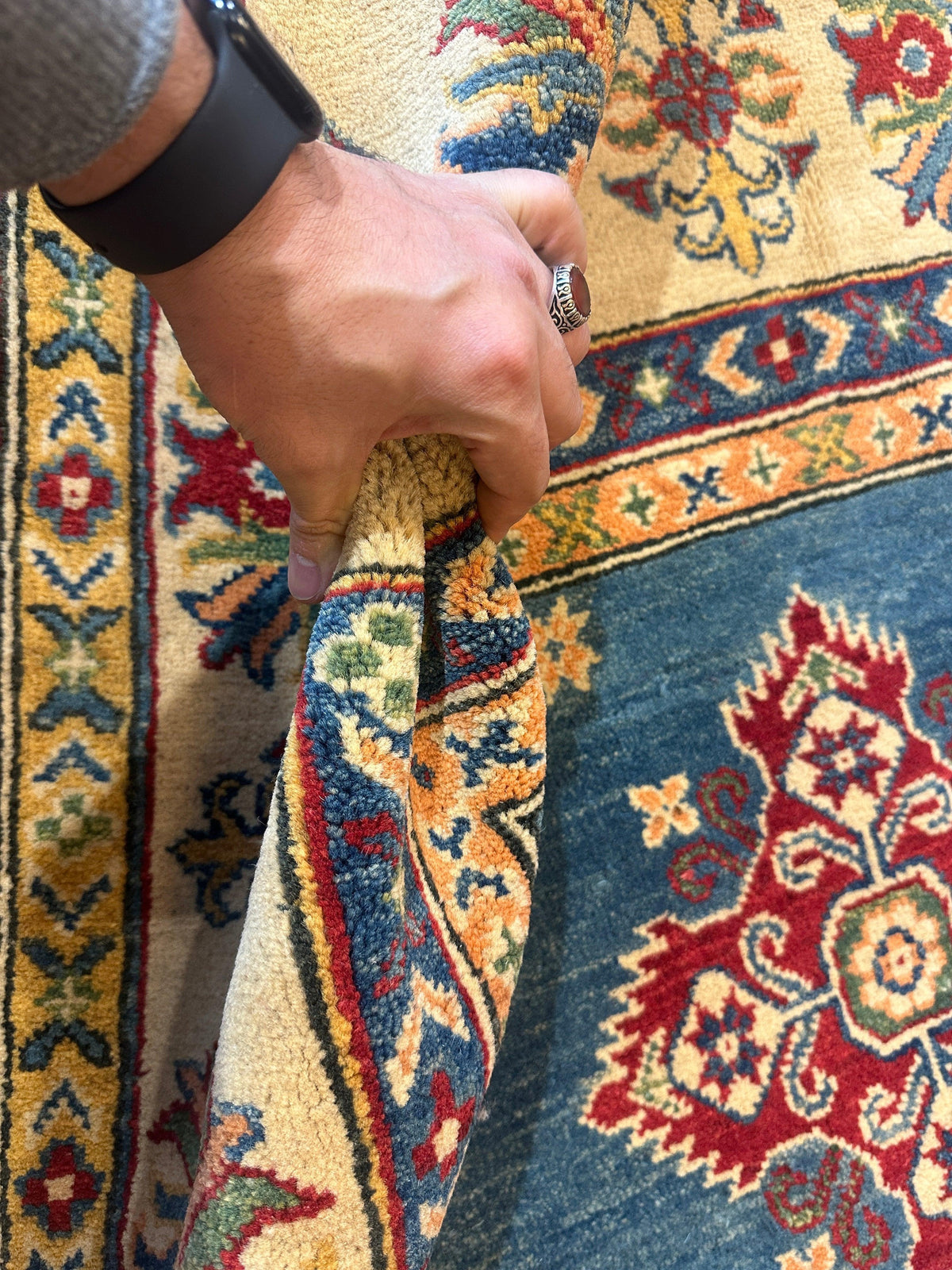 Afghan Super Kazak Rug 8'4" x 10'5", Hand-Knotted Wool, Red, view 11