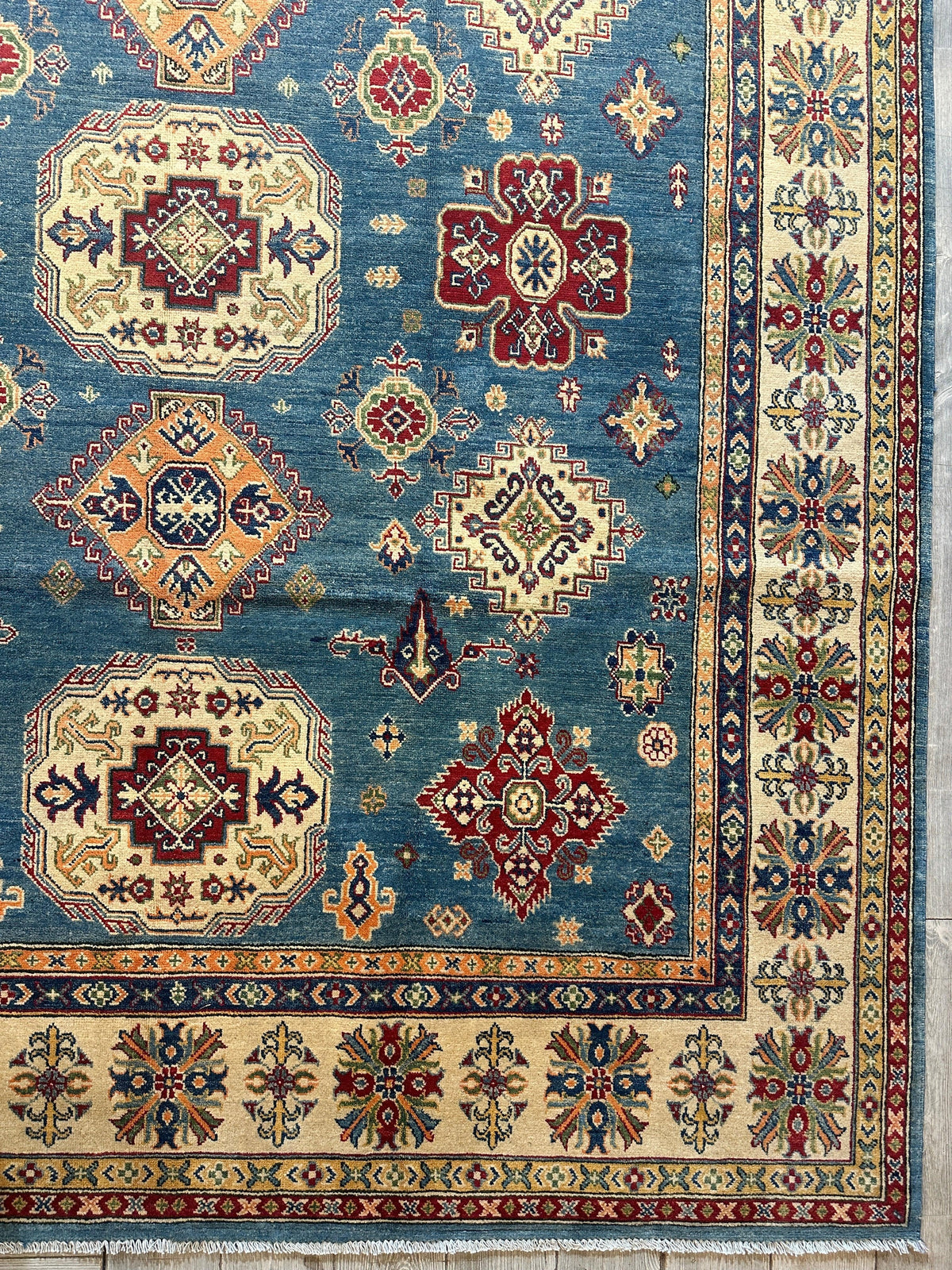 Afghan Super Kazak Rug 8'4" x 10'5", Hand-Knotted Wool, Red, view 3